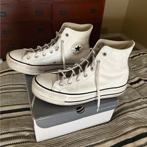 Converse White Platform High-Top Sneakers